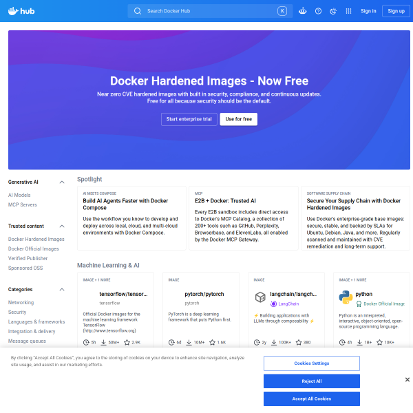 Docker Hub官网截图