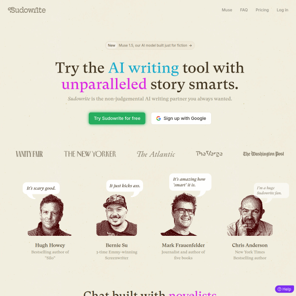 Sudowrite官网截图