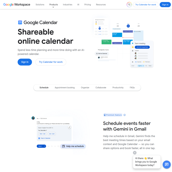 Google日历官网截图