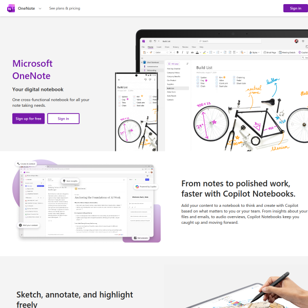 Microsoft OneNote官网截图