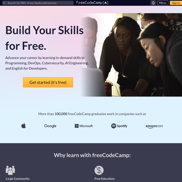 freeCodeCamp官网截图