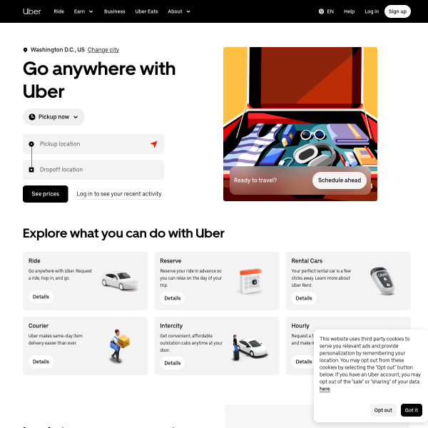Uber官网截图