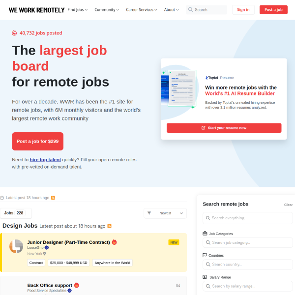 We Work Remotely官网截图