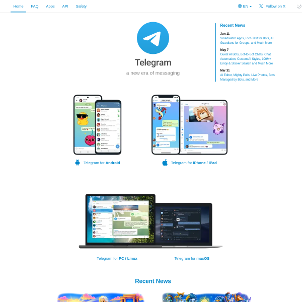 Telegram官网截图