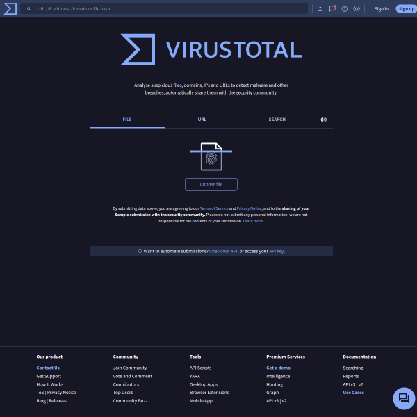 VirusTotal官网截图