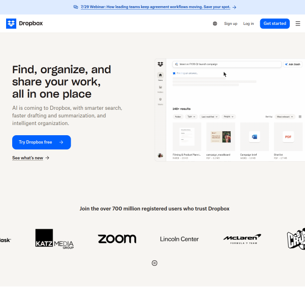 Dropbox官网截图