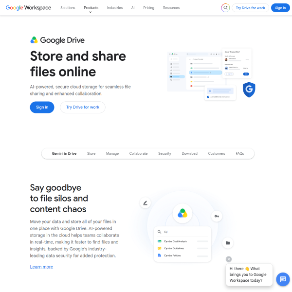 Google云端硬盘官网截图