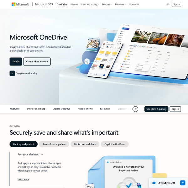OneDrive官网截图