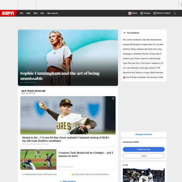 ESPN官网截图
