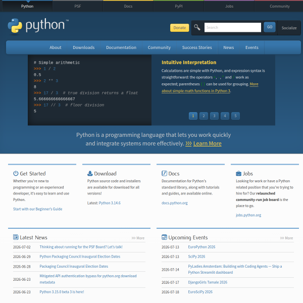 Python官网截图