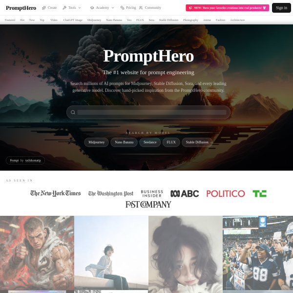 PromptHero官网截图