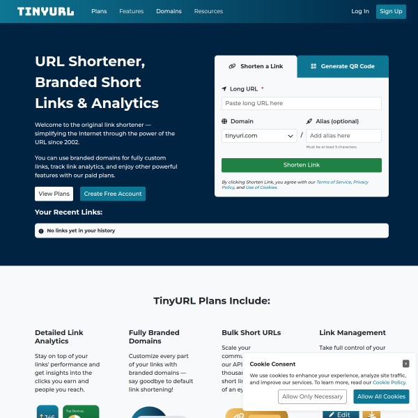 TinyURL官网截图