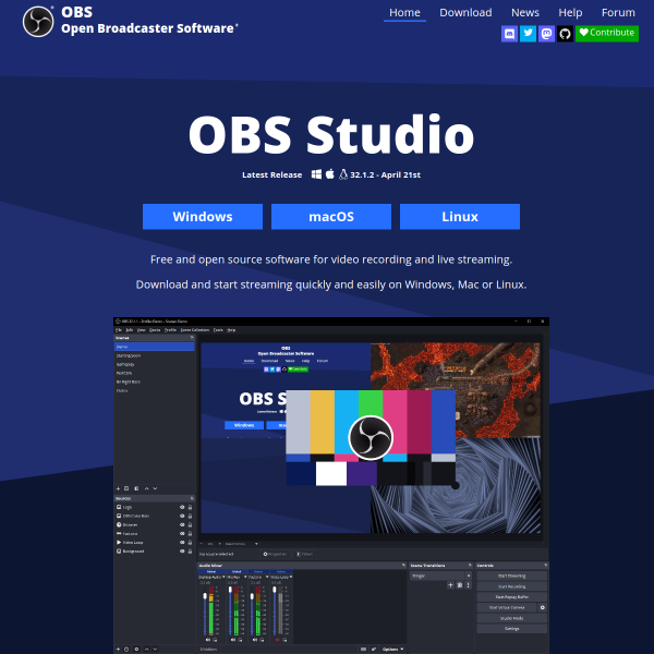 OBS Studio官网截图
