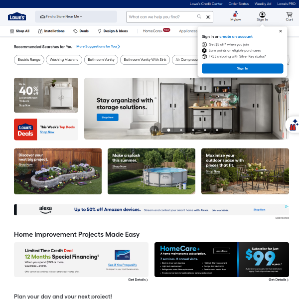Lowe's官网截图