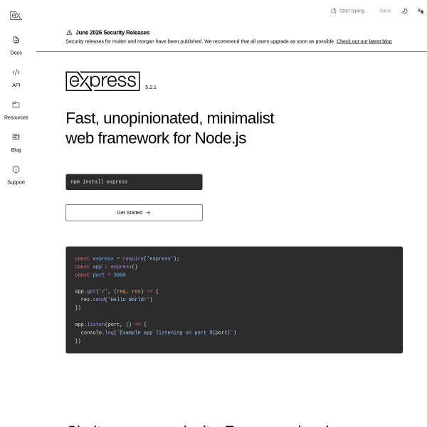 Express.js官网截图