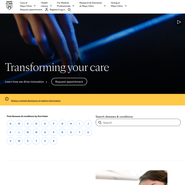 Mayo Clinic官网截图
