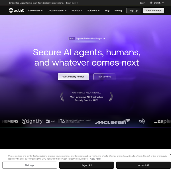 Auth0官网截图