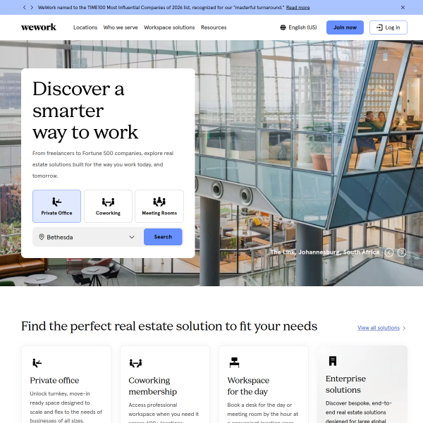 WeWork中国官网截图