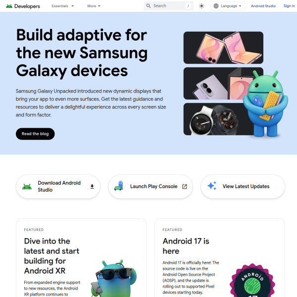 Android Developers官网截图
