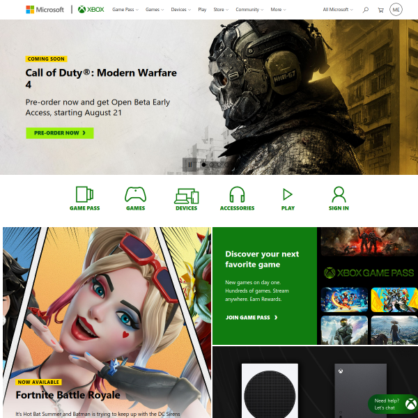 Xbox官网截图