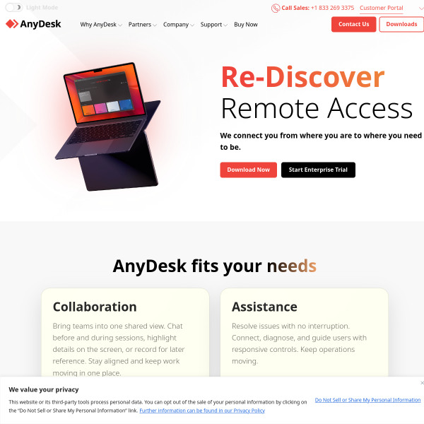 AnyDesk官网截图