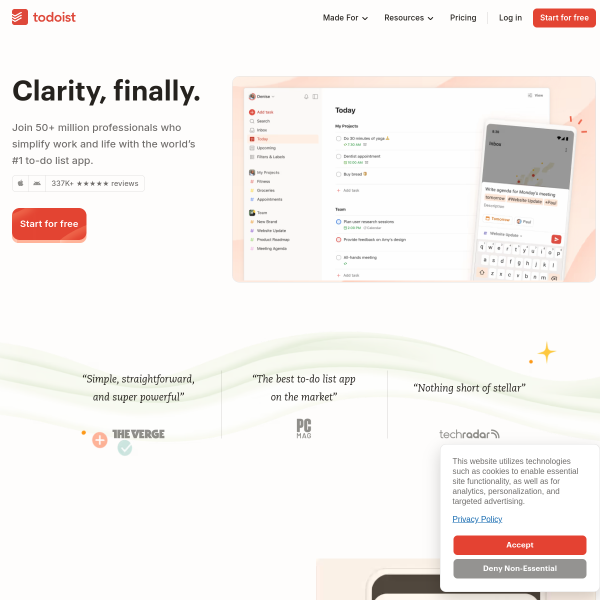 Todoist官网截图