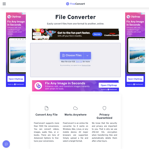 FreeConvert官网截图