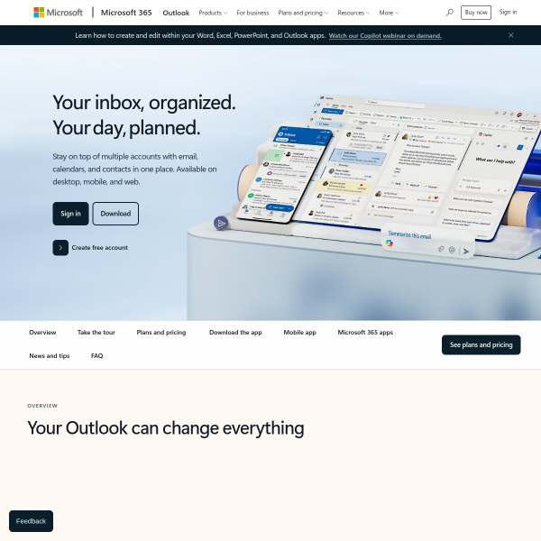 Outlook官网截图
