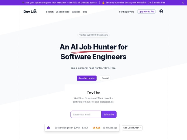Dev List官网截图