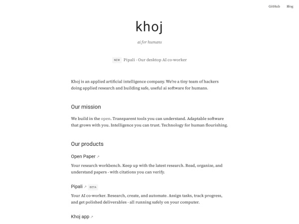 Khoj AI官网截图