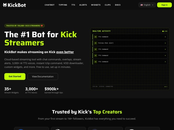 KickBot官网截图