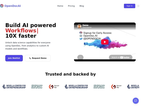 OpenDoc AI官网截图