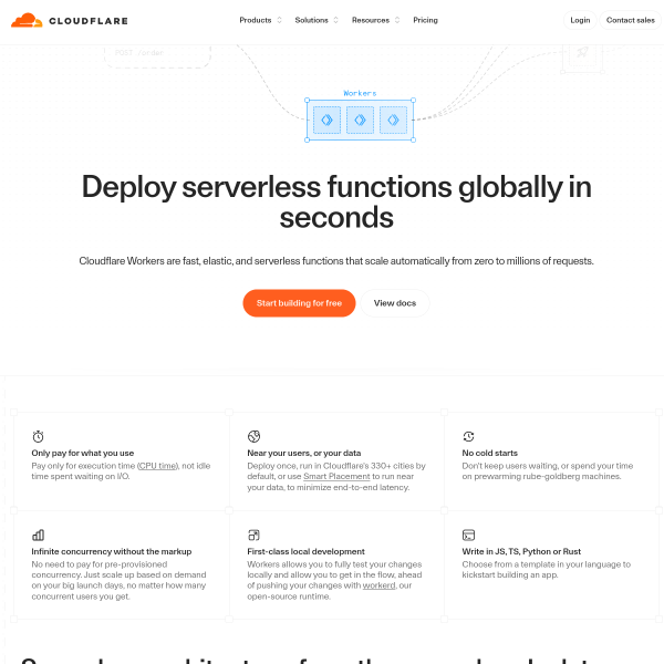 Cloudflare Workers官网截图